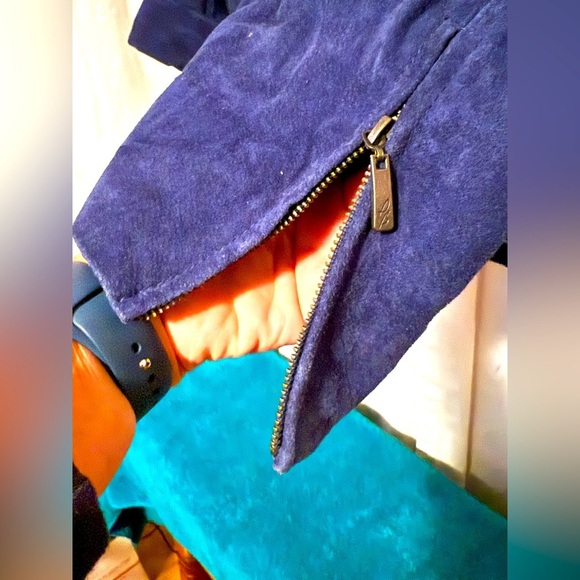 NWT Dennis by Dennis Basso Royal Blue Washable Leather Zip Up Jacket Womens Sz M - Picture 4 of 9